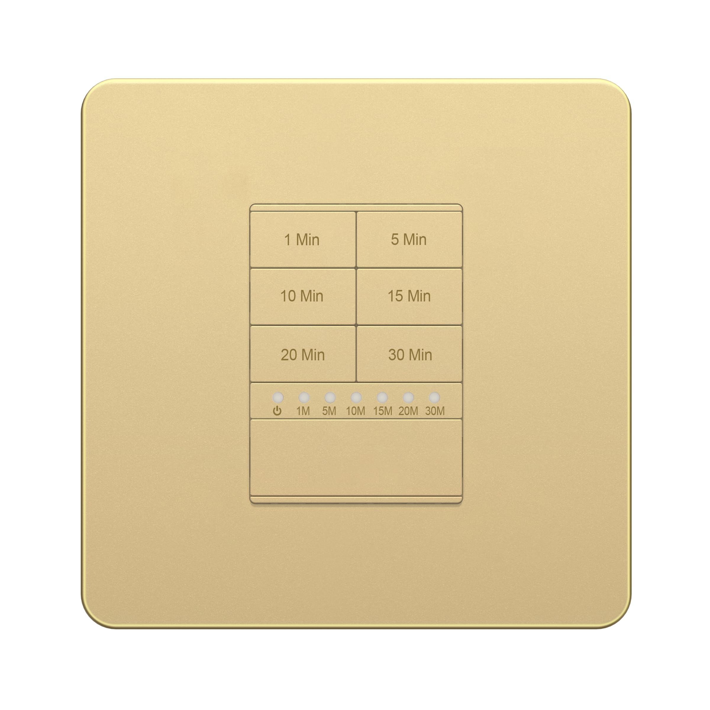 LIDER 30-Minute Countdown Timer Switch, Plug-in Timer Switch For Light/Fan, Earth Required, No Neutral Required, LED Indicator, Plastic Cover Plate, UKCA Certified, Gold (Use a 35mm-deep back box)