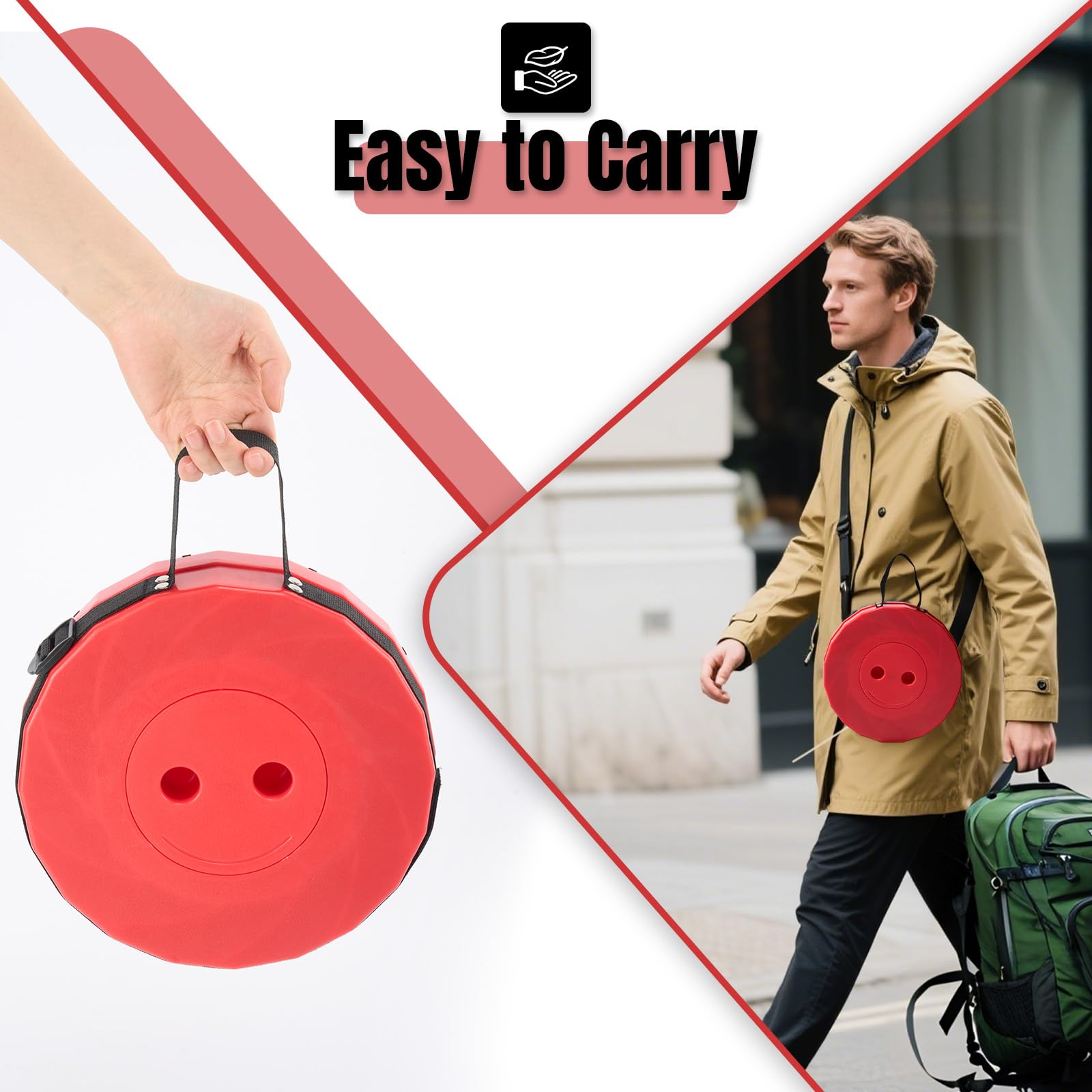 Doseno Juego de 2 taburetes plegables mejorados, taburetes plegables portátiles retráctiles para pesca, excursiones de senderismo, barbacoas, fiestas, actividades al aire libre (rojo)