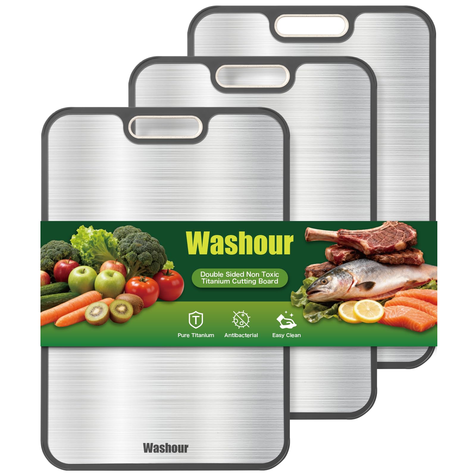 Titanium Cutting Board for Kitchen 16" x 11", 3 Pack