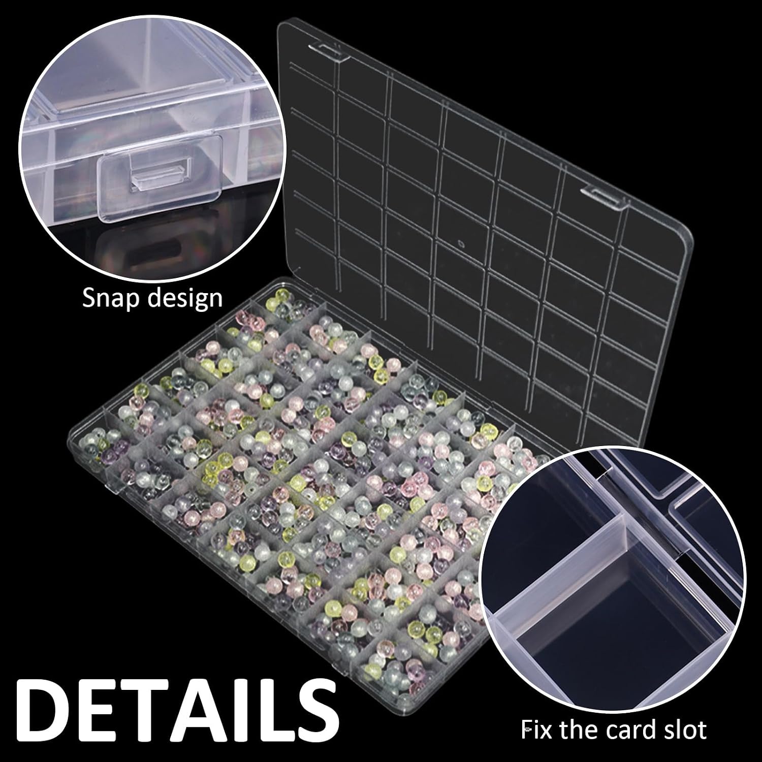 6 PCS Bead Organizer, Small Compartment Organizer Box Charm Plastic Jewelry Storage Container, 24 Grids, 42 Grids, 3 Each