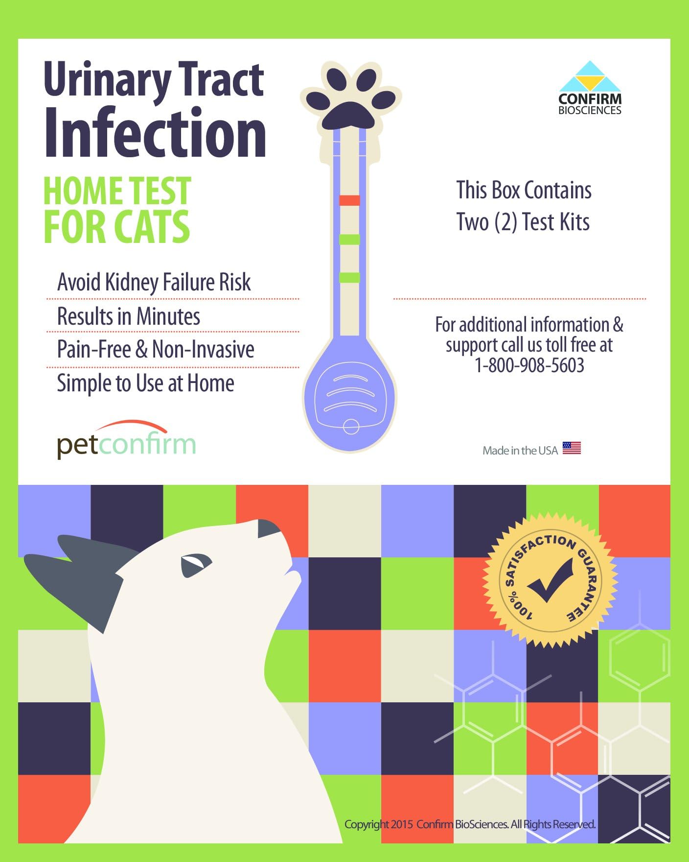 PetConfirm - Instant Urinary Tract Infection (UTI) Testing Kit For Cats Early Screening At Home (2 Tests Per Package)