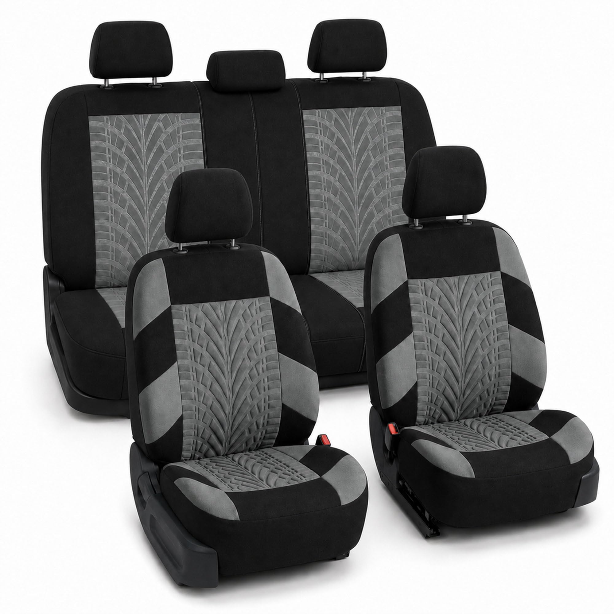 FH GROUP Juego Completo de Fundas de Asiento de automóvil, de Tela, Ajuste Universal, compatibles con Bolsa de Aire, Asiento Trasero Dividido, Lavables, para SUV, sedán