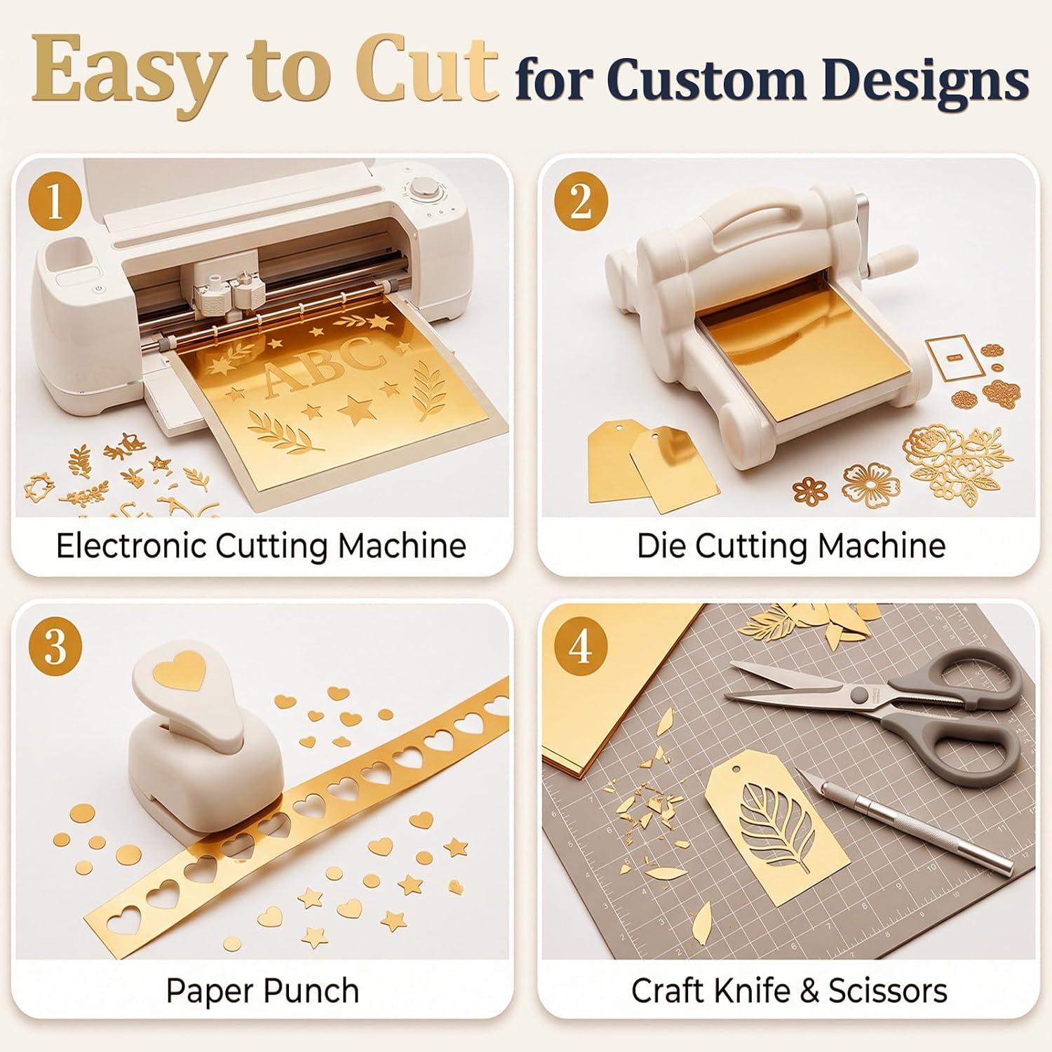 30 Sheets Gold Metallic Cardstock Paper 8.5 x 11 Inches, 92lb/250gsm Mirror Finish Gold Foil Board Compatible with Cricut, DIY Crafting, Scrapbooking, Card Making, Wedding Invitations,Party Decoration