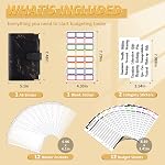 Bible budgétaire avec enveloppes en espèces - 28Pcs Organisateur d'argent pour la budgétisation - Marbre 6-Ring Binder d'économie d'argent (noir)