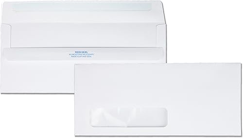 Quality Park Sobre de sello Redi, ventana de dirección, #10, solapa comercial, cierre adhesivo de sellado Redi, 4.13 x 9.5, blanco, 500/caja