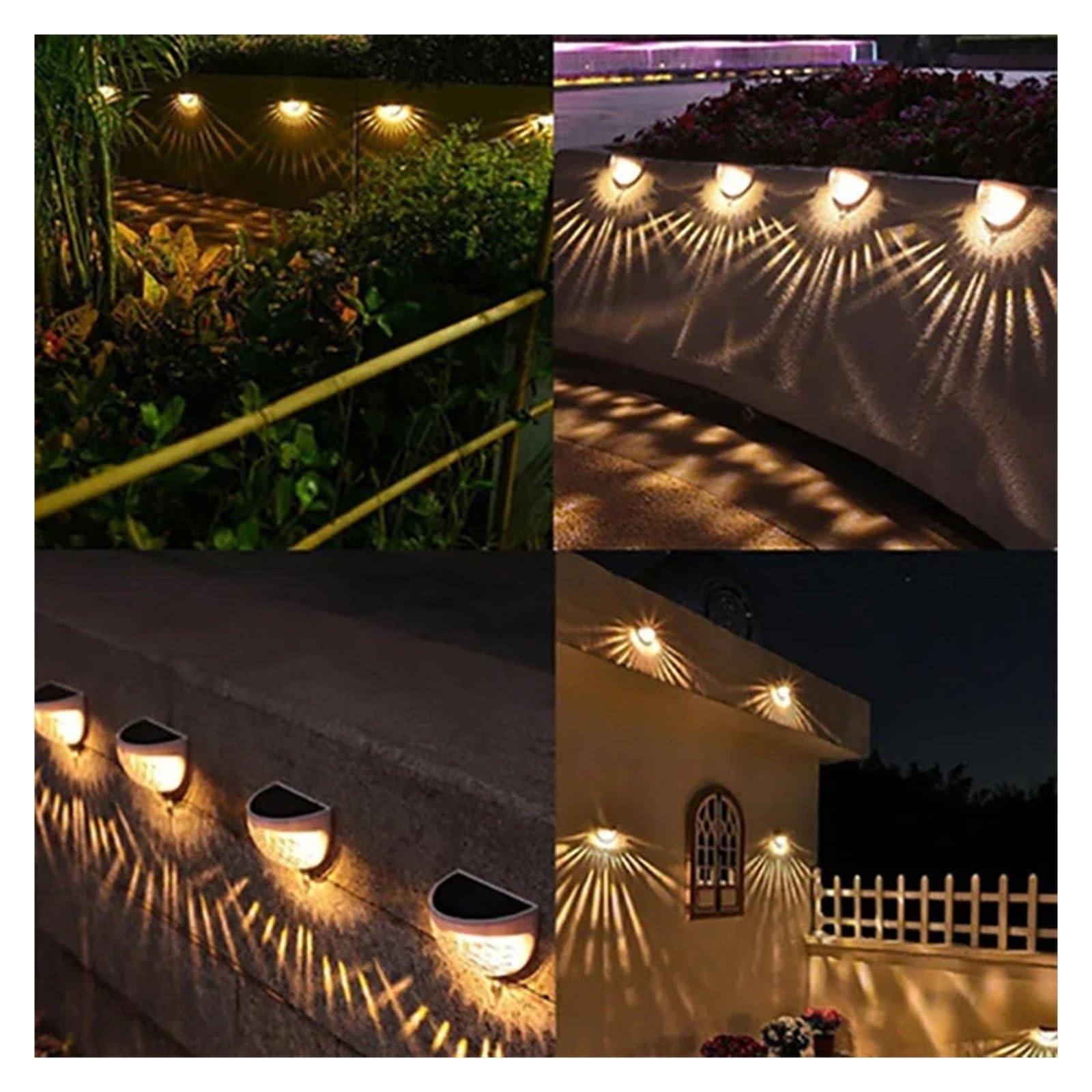 2/4/6/10/12/18/20 Piezas Luz Solar For Valla, Lámparas De Pared Impermeables For Exteriores, Decoración Festón, LED For Escaleras Jardín Y Patio Sensor De Movimiento(White Shell-White,10Pcs)