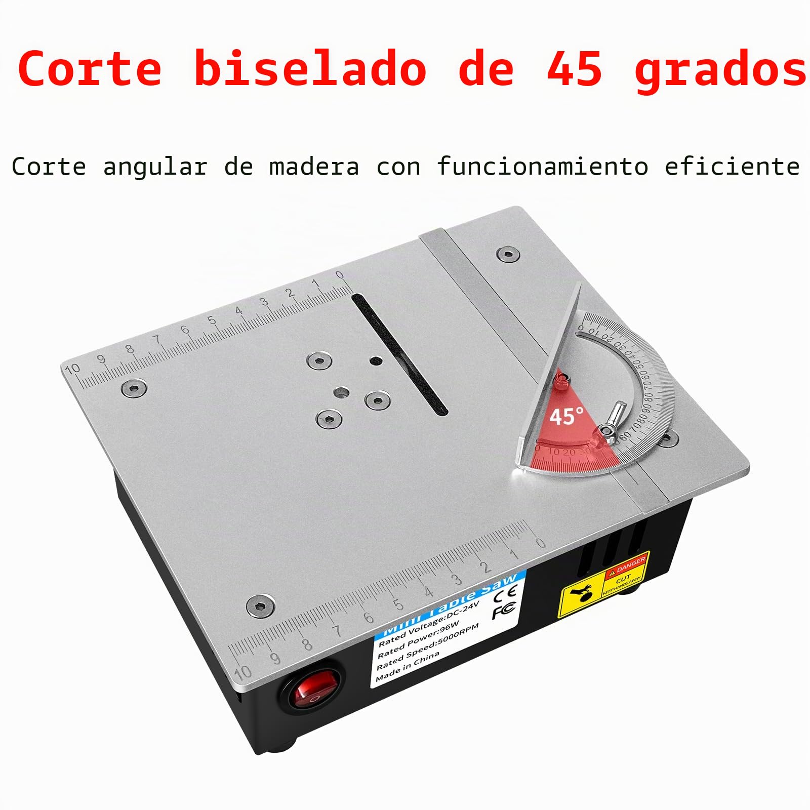Minisierra de mesa eléctrica, 5000 rpm, sierra de mesa con fuente de alimentación de 7 velocidades, sierra de cinta de mesa para madera/PCB/metal, bricolaje y modelismo (A)