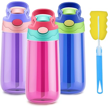 Contigo Jessie Kids Water Bottle - 14oz Leak-Proof, Dishwasher Safe, 2-Pack, Blue & Purple