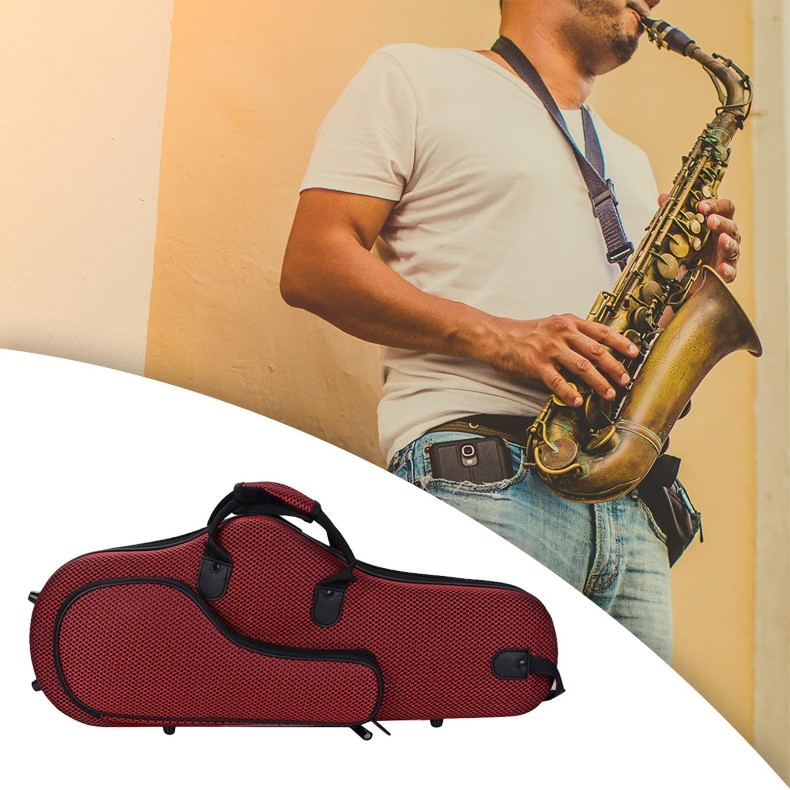 perfeclan Bolsa para saxofón Bolso de mano para saxofón Funda para saxofón alto Bolso de hombro con cremallera Estuche acolchado para transporte de instrumentos, Rojo