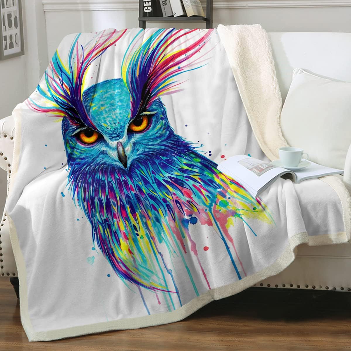Into The Blue by Pixie Cold Art Owl Blankets and Throws for