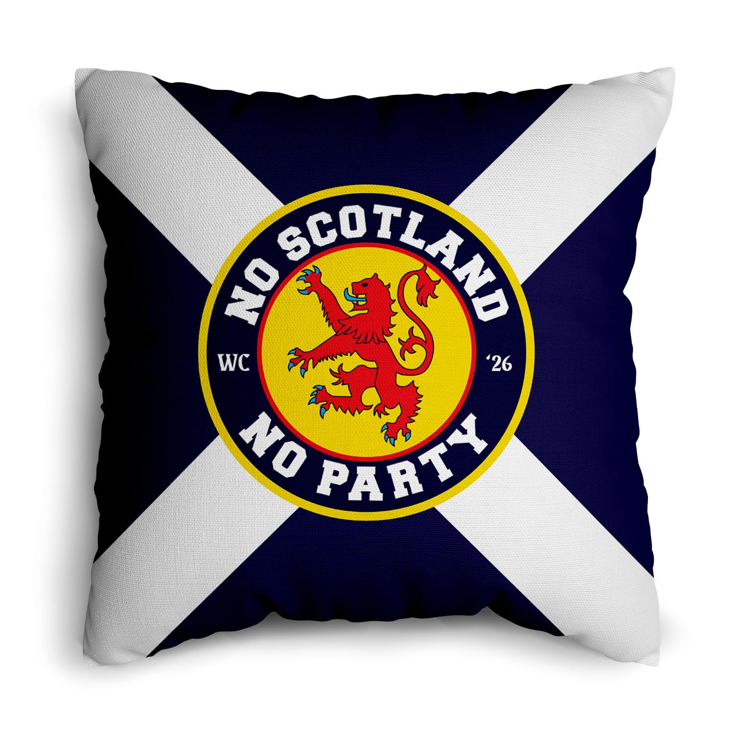 L&S PRINTS FOAM DESIGNS No Scotland No Party - Saltire - WC 2026 - Football - Cushion - 45cm