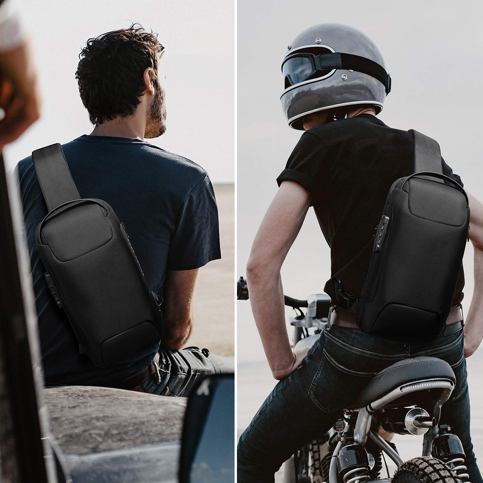 FANDARE Borsa a Tracolla Anti-Ladro Uomo e Donna, Borsa a Tracolla con Porta USB di Ricarica, Borsa da Petto Impermeabile, Zainetto da Spalla per Escursionismo Ciclismo Corsa Viaggio