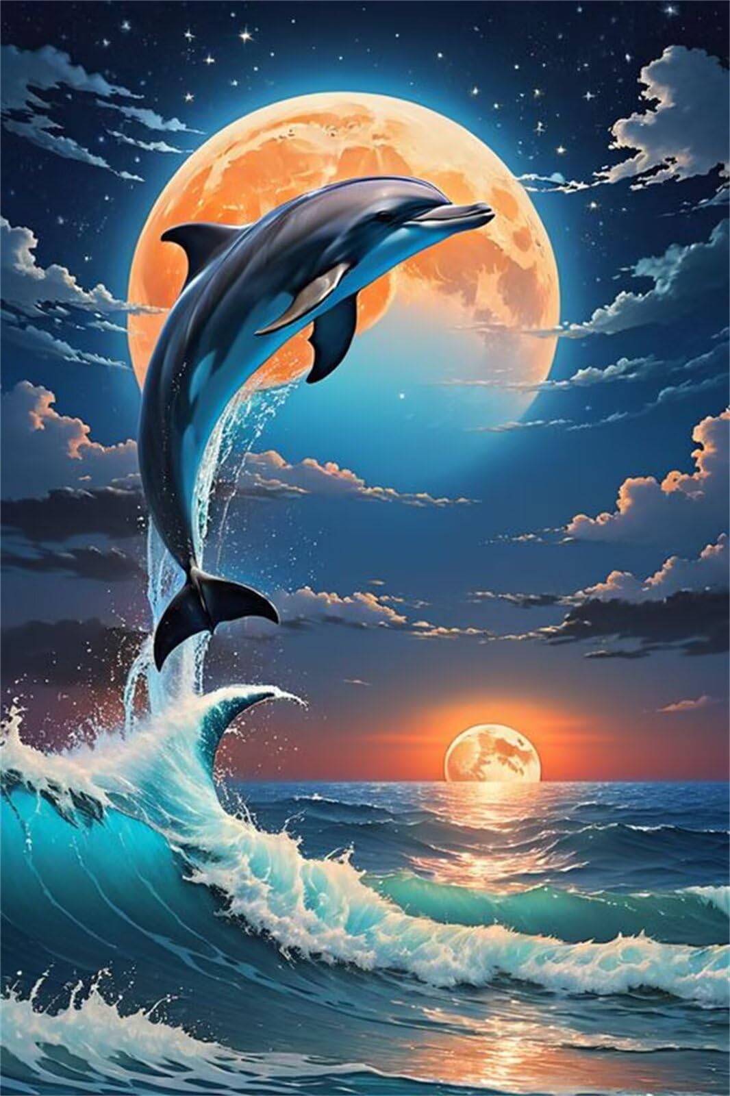 Puzzle de 2000 Piezas Delfín Océano Lunar 100x70 cm, Juguete desafío y Juego Educativo, Ejercita Paciencia, Rompecabezas Clásico para Adultos 2000 Piezas