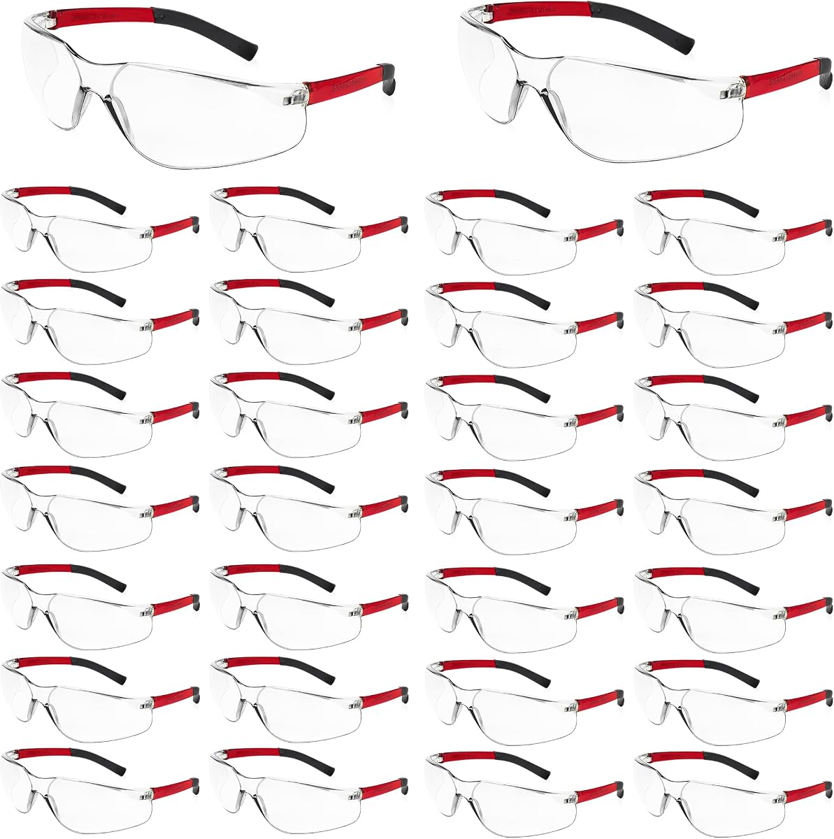 Gafas de seguridad transparentes a granel para hombres, gafas protectoras Ansi Z87.1 | Gafas de seguridad de policarbonato a granel con patas de silicona suave para laboratorio, industria, construcción, pintura, pesca, carpintería