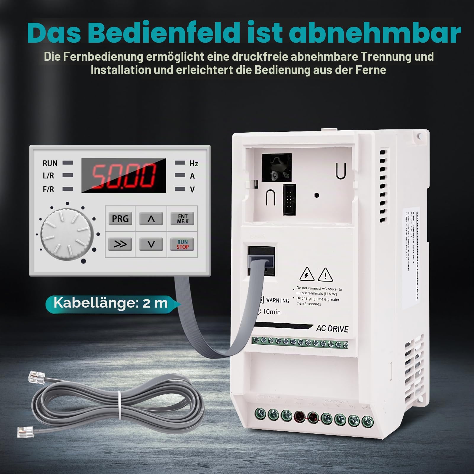 Frequenzumrichter 380V VFD 5.5KW drehzahlregler 3 phasen Eingang Ausgangs 380V frequenzumrichter CNC Antriebsumrichter Motordrehzahlregler mit Verlängerungskabel ZHB600-5.5KW