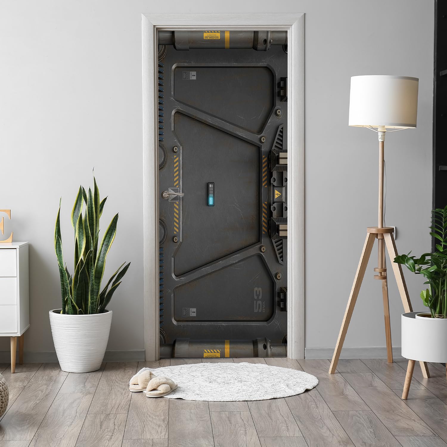 Alwayspon 200x76cm Scientific Gate Self-Adhesive Door Mural Sticker, Vinyl Peel and Stick Door Wraps, Waterproof Removable Door Poster Decals for Bedroom Home Wall Decoration