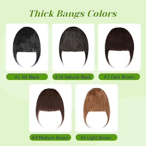 Miniatura 4 de Brocha de clip para el cabello humano S-noilite con flequillo para mujer, flequillo de aire, flequillo falso #1B, flequillo negro natural, 0.11oz,