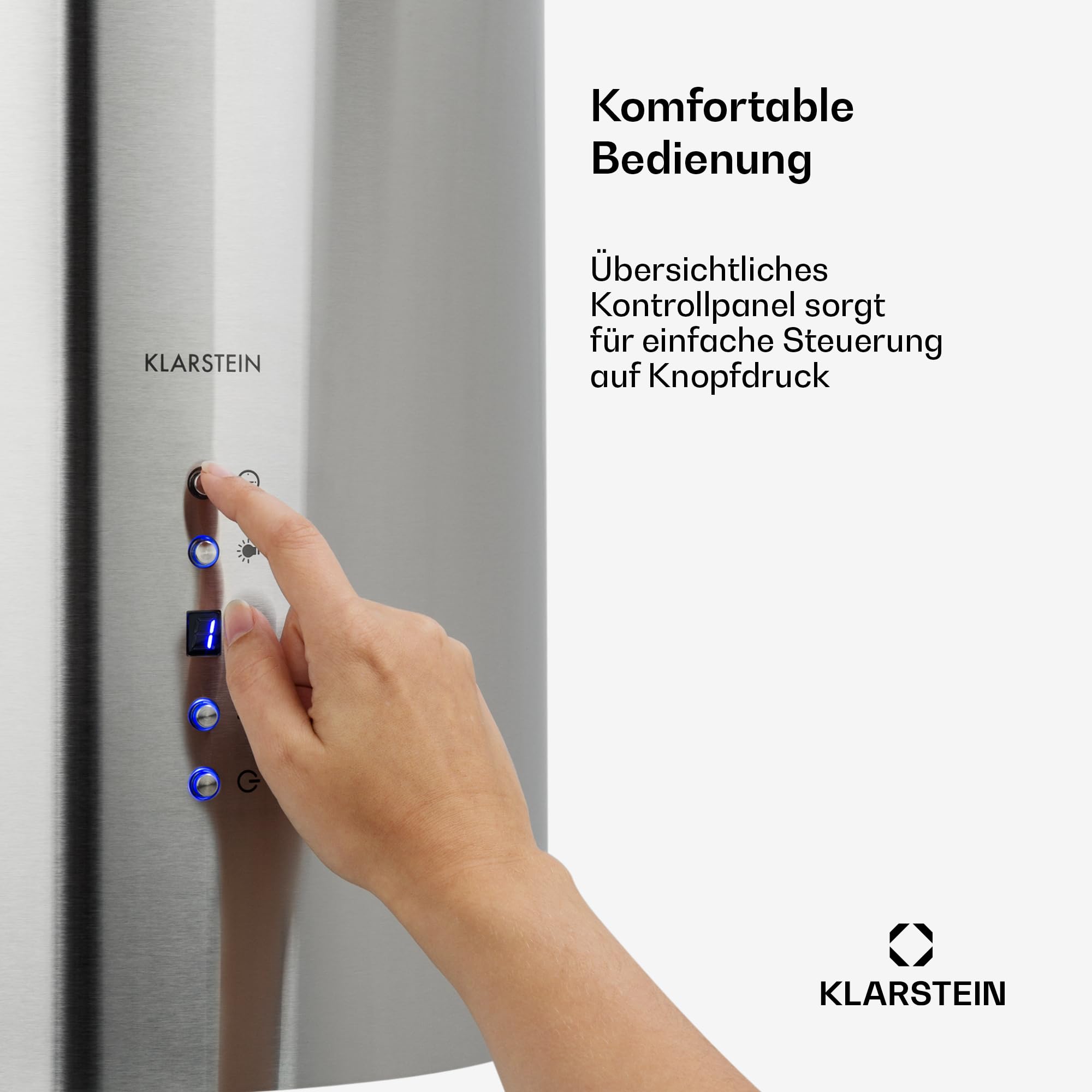 Klarstein Insel-Dunstabzugshaube Freihängend 583m³/h Abluft/Umluft 3 Stufen Aktivkohlefilter