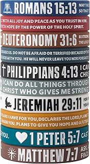 KUCLIN 12 Pieces Bible Verse Bracelets - Christian Scripture Silicone Wristbands for Men & Women