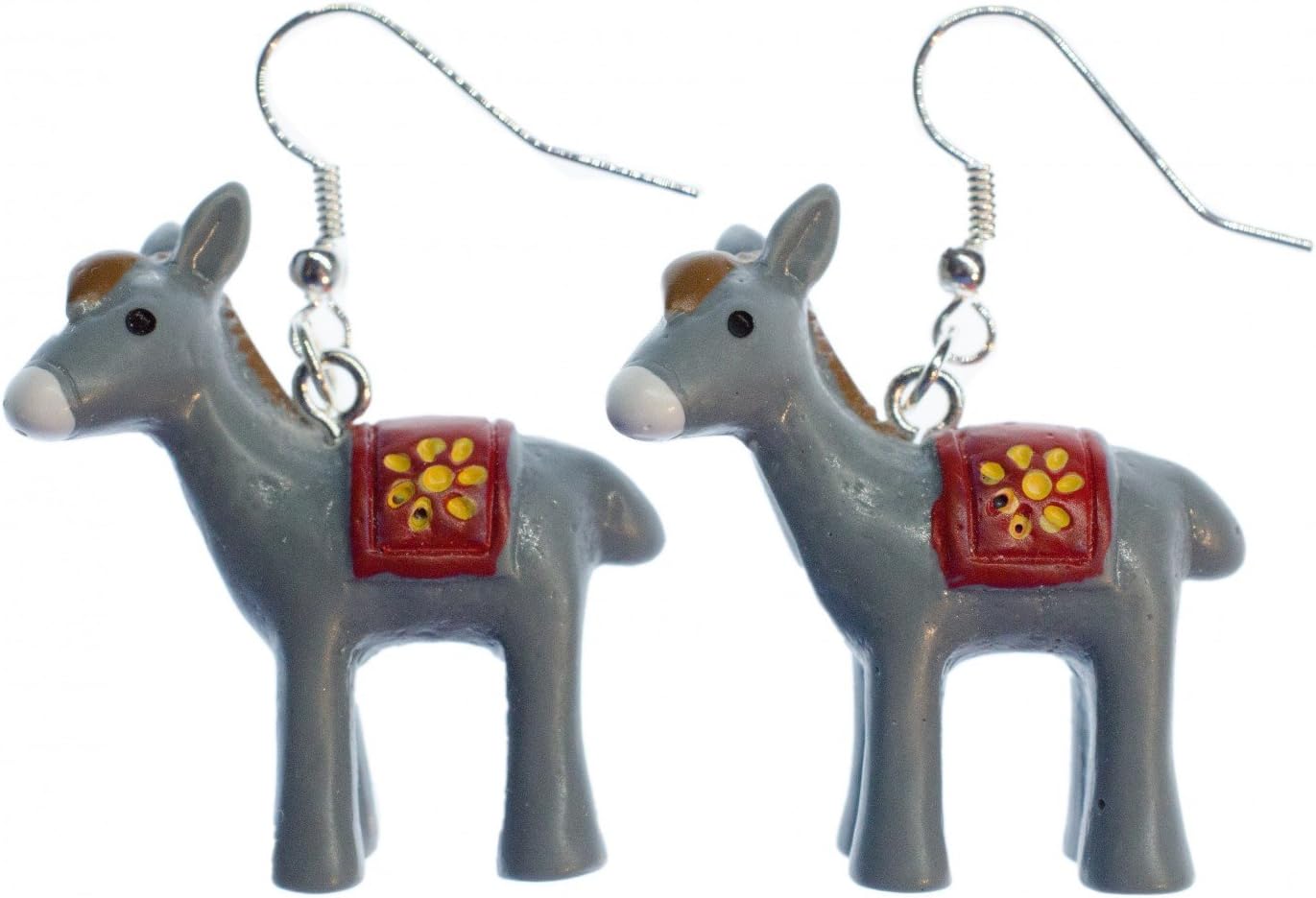 Donkey Earrings Miniblings Mule Gray Hoofed Animal Peru Sun 3D