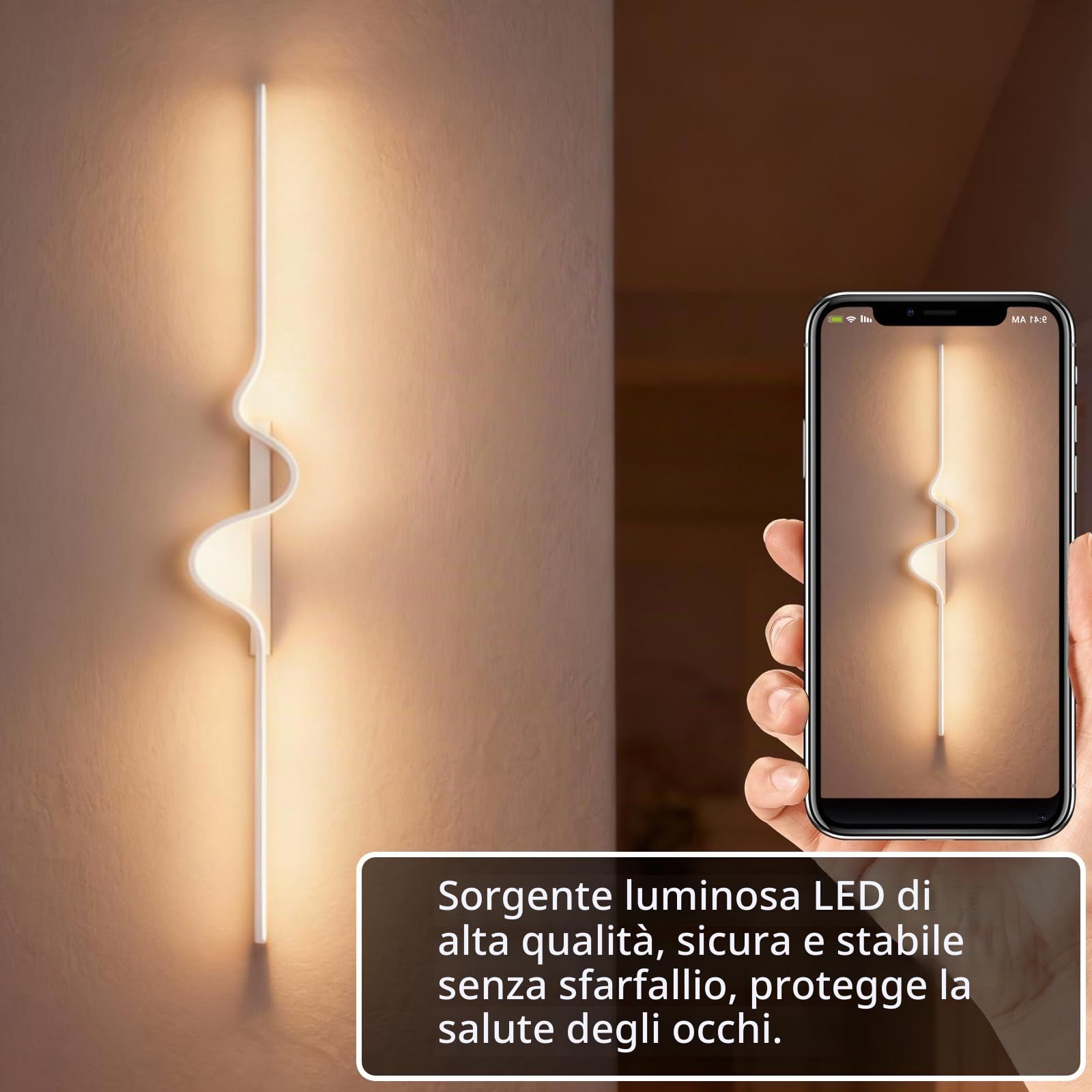 Applique Parete Interno,20W/120CM Lampada da Parete Dimmerabile | 2400LM LED Applique da parete Con Telecomando,Creative Lampade a Muro per Camera da Letto Soggiorno Corridoio Scale