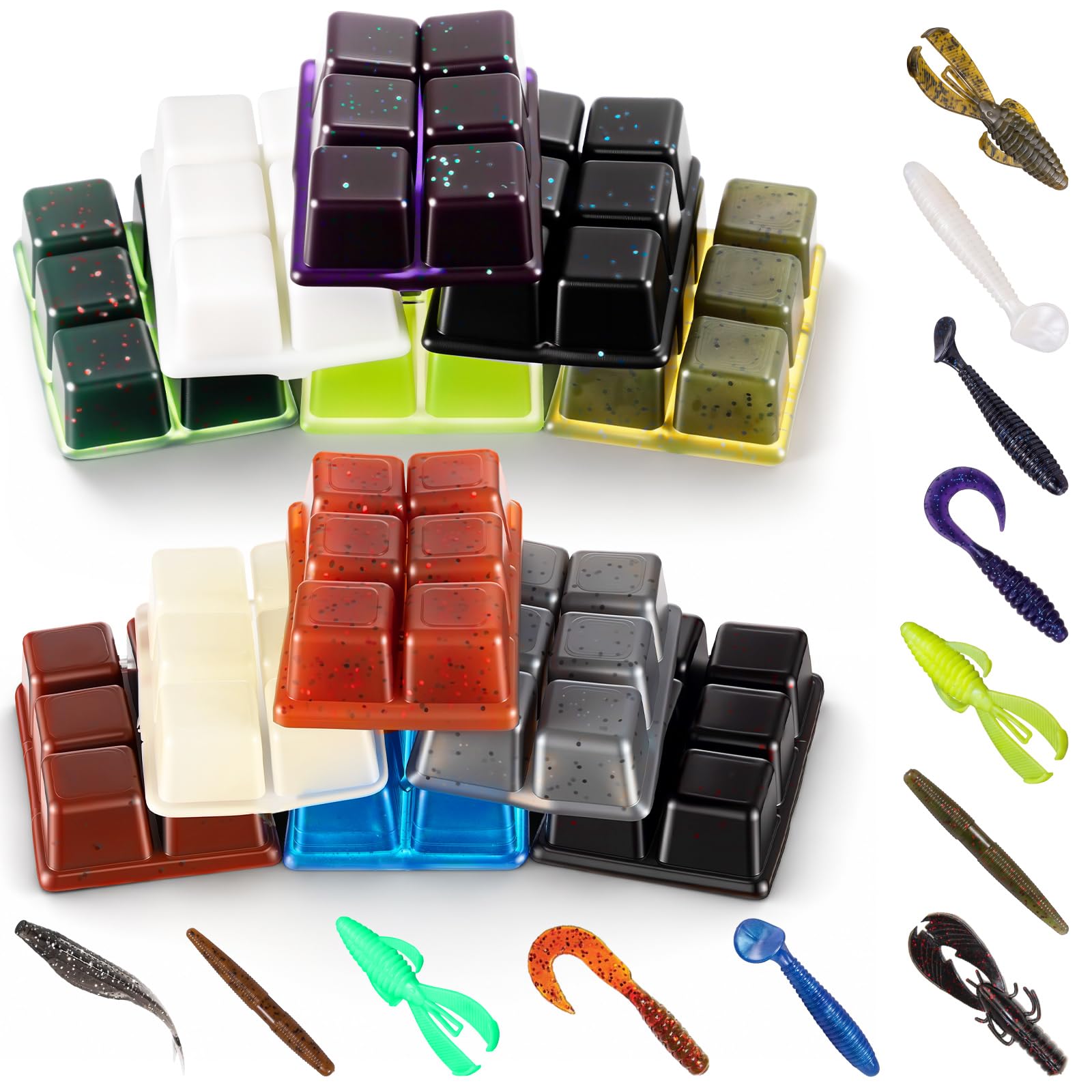 Thenshop Plastisol Angelköder, Kunststoffwürfel, weiche Kunststoffköder, Würfel, Starter-Set für DIY, Angelköder, Casting, Barsch, Crappie