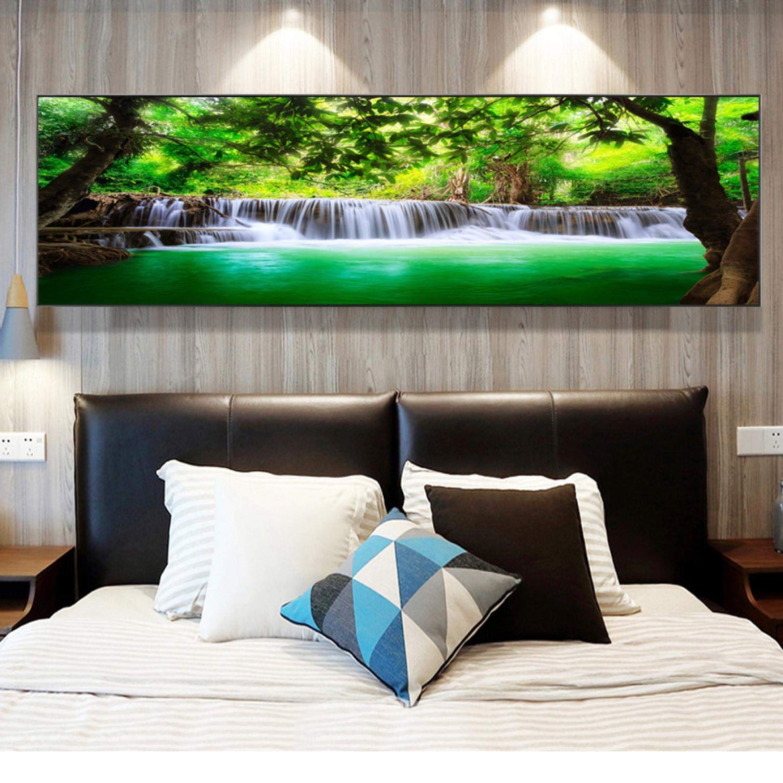 Peinture Murale Cascade Vert Lac Toile Imprimée Grand Format sans Cadre - 8