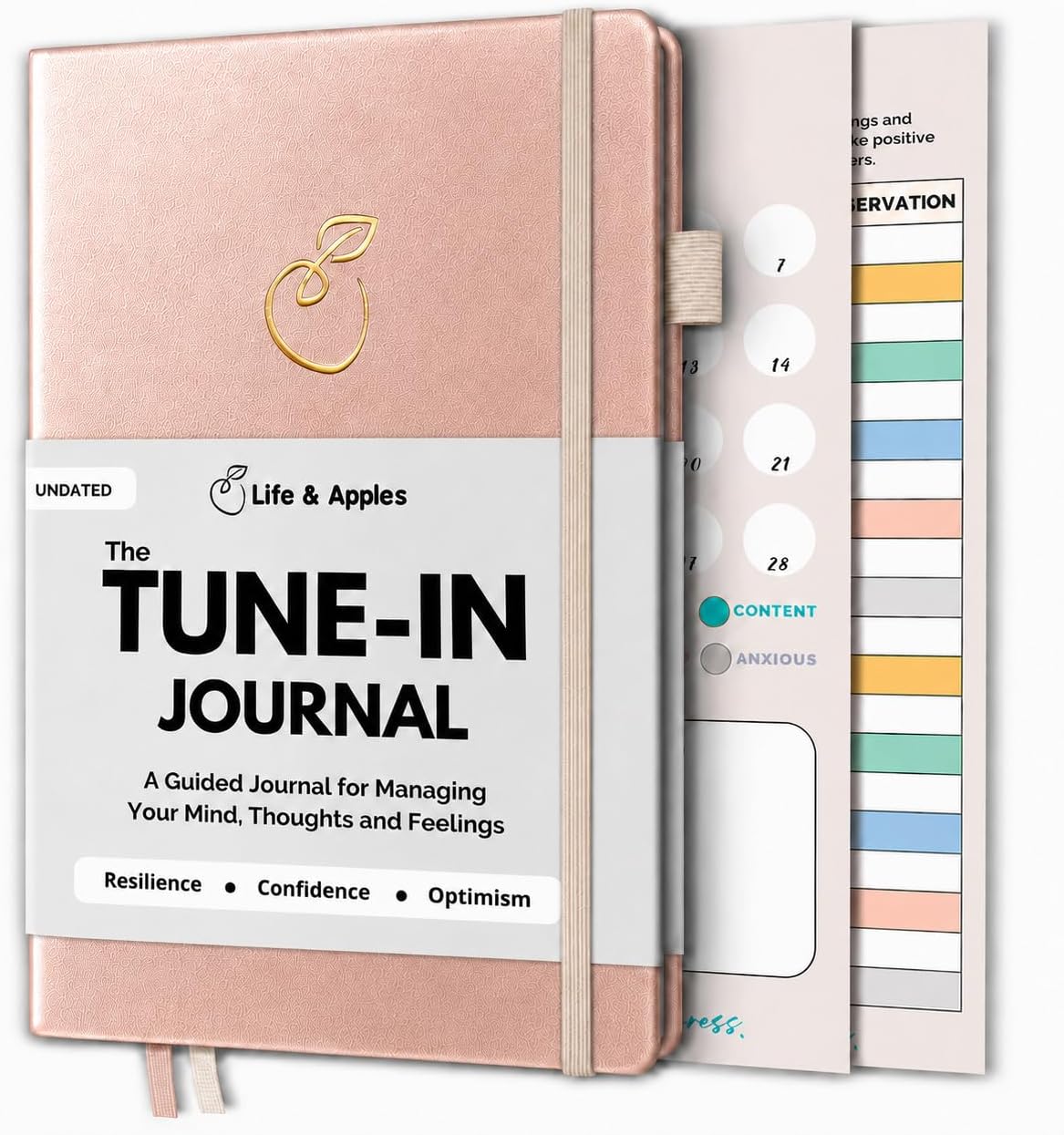 Life & Apples Daily Journal for Women, Guided with Prompts, Rose Gold