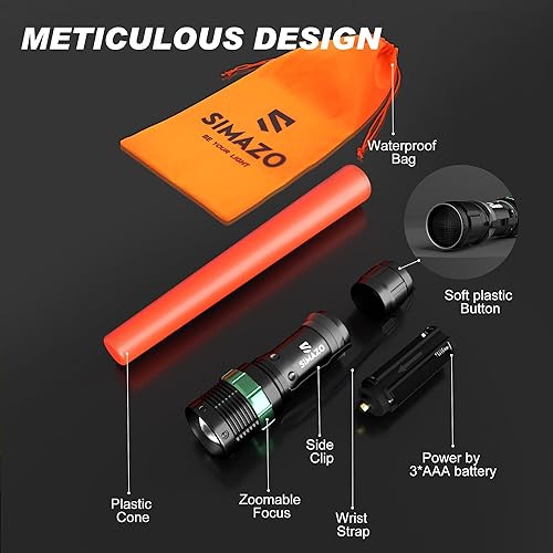Miniatura 5 de SIMAZO Paquete de 2 varitas de tráfico de 11 pulgadas con bolsa de almacenamiento, varita de linterna LED de señal con 5 modos intermitentes, bastón