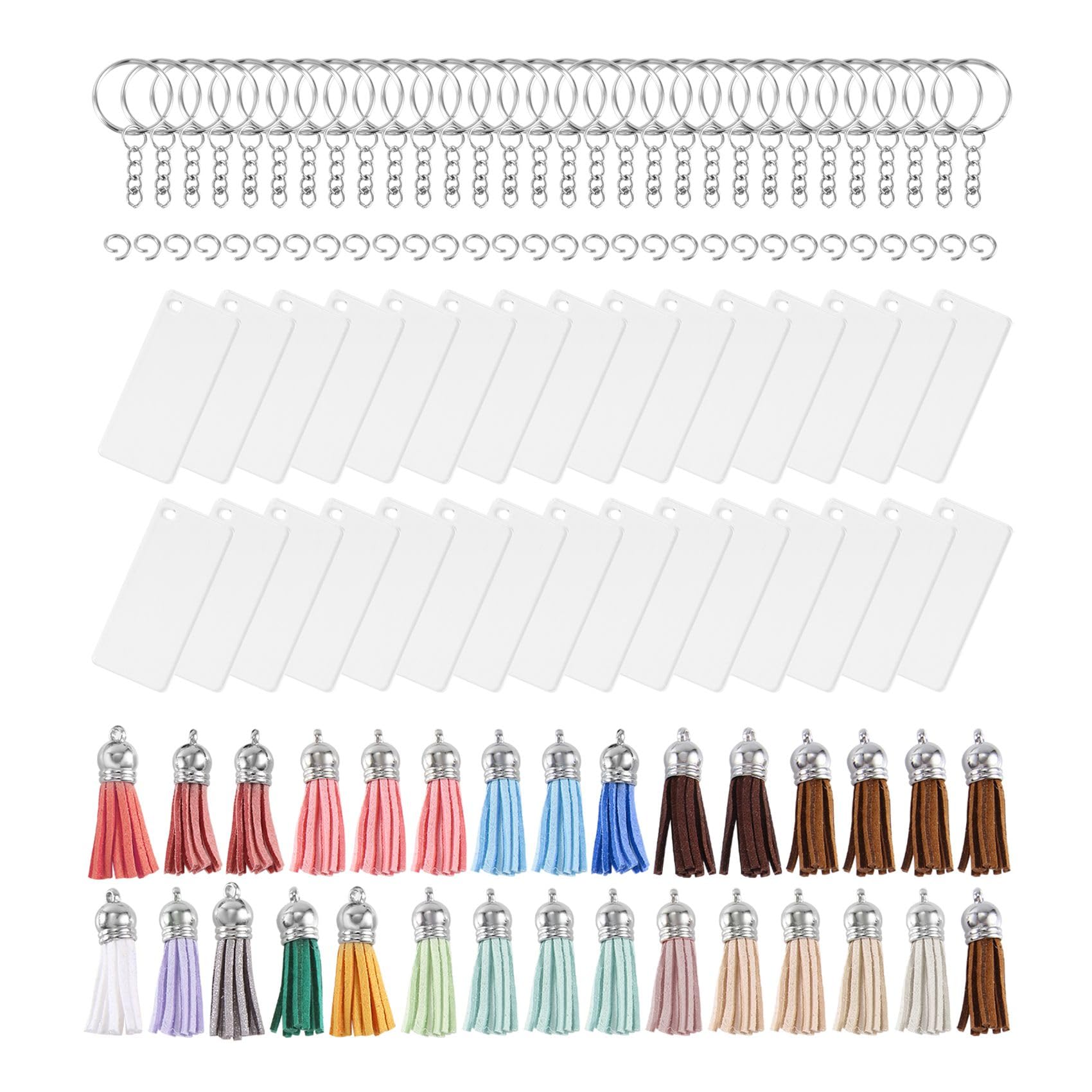 UOCAI 120 stuks acryl sleutelhangers, acryl transparante cirkel sleutelhangerset