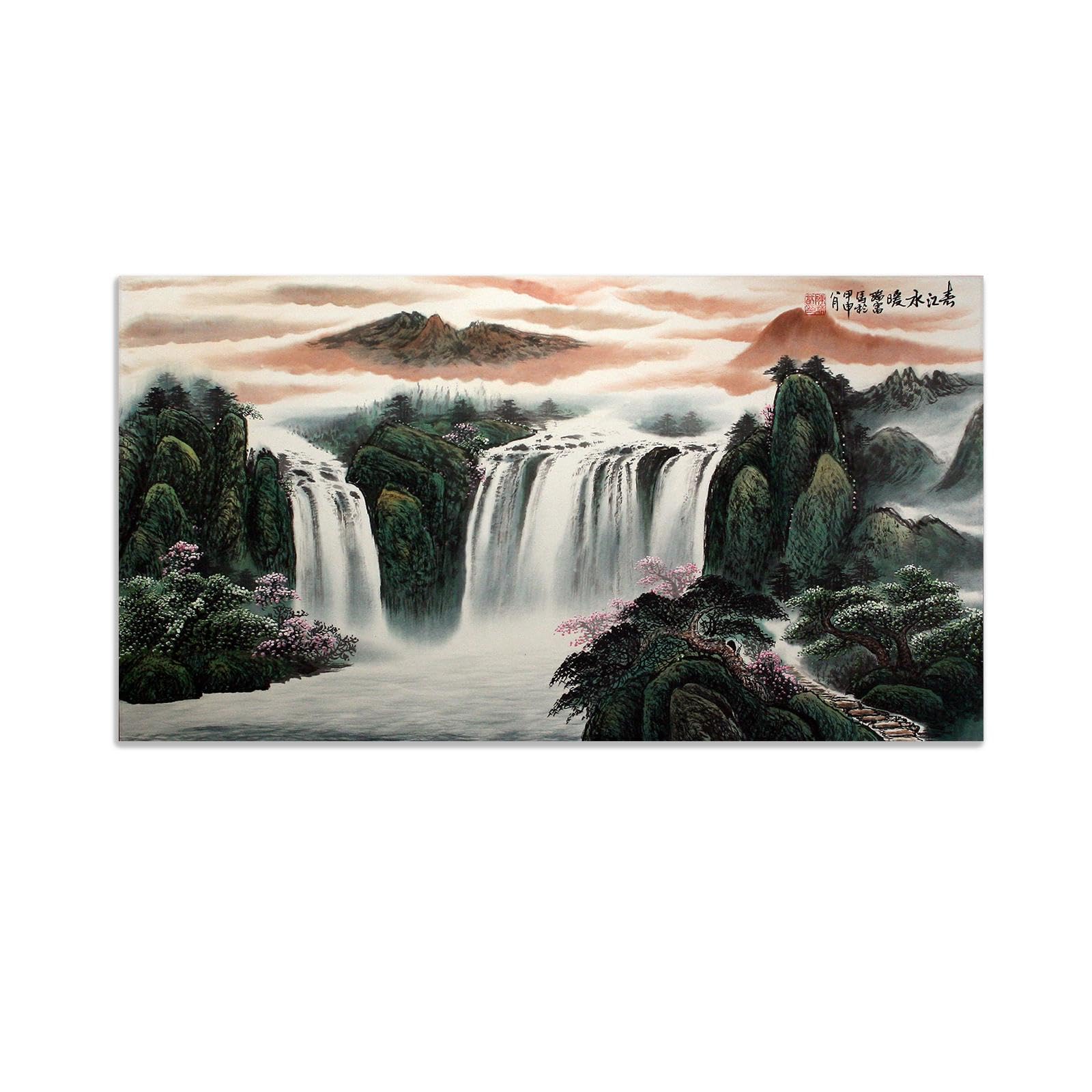Tableau chinois moderne avec impression haute definition de cascade 20x40 - 8