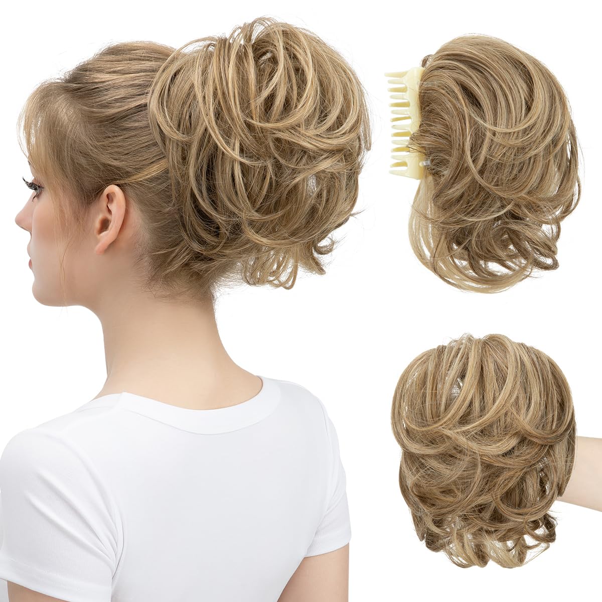 Amazon.com : youngways Claw Clip Short Ponytail Messy Bun Hair