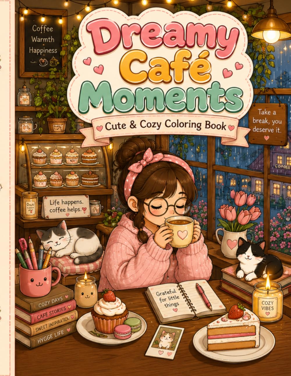 Dreamy Café Moments: Cute & Cozy Coloring Book