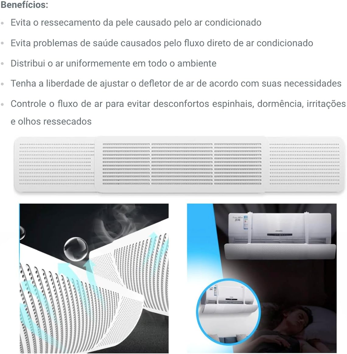 Defletor Ar Condicionado Split Ajustável Direciona Vento