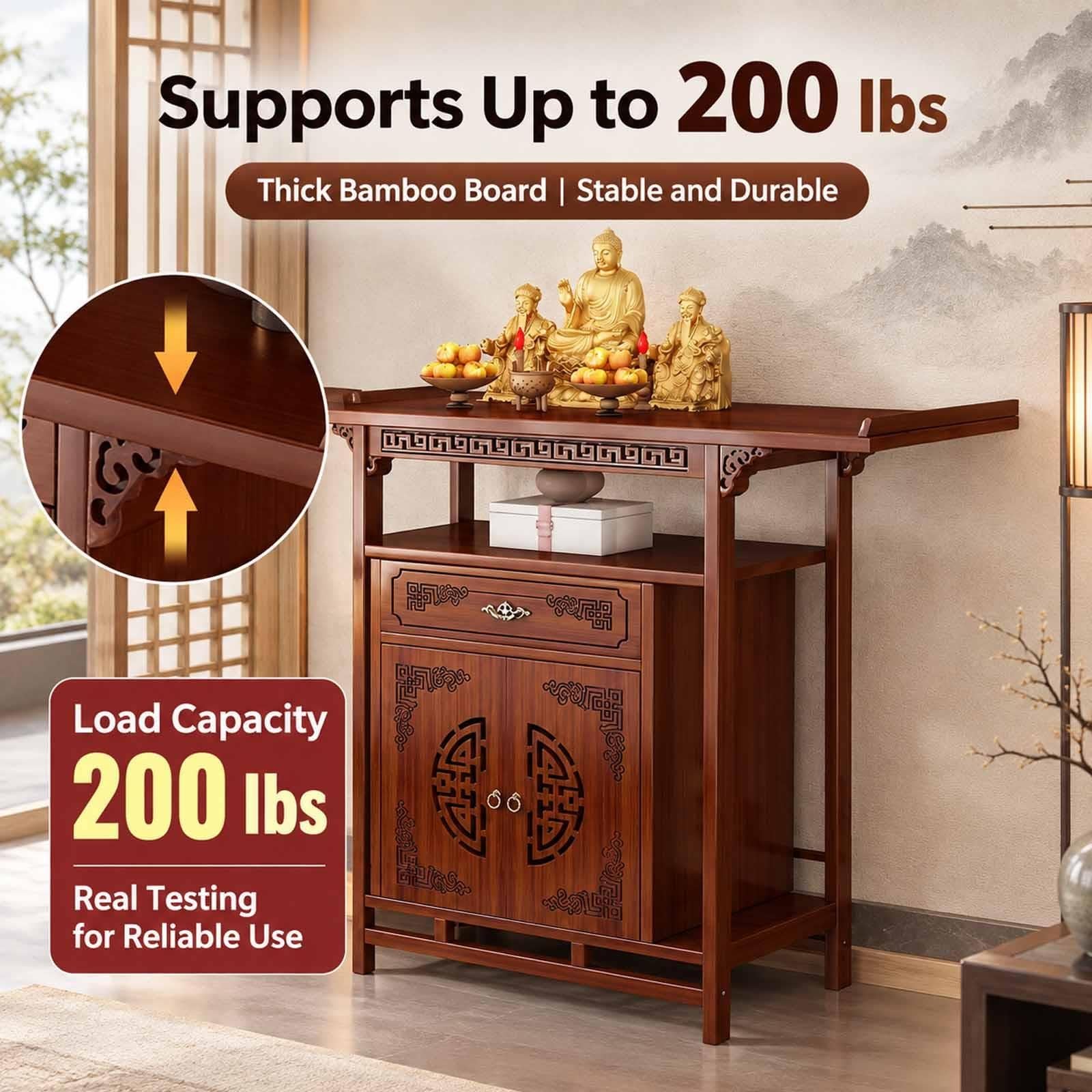 Mesa De Altar De Bambú, Santuario Para El Hogar, Mesa De Meditación,
