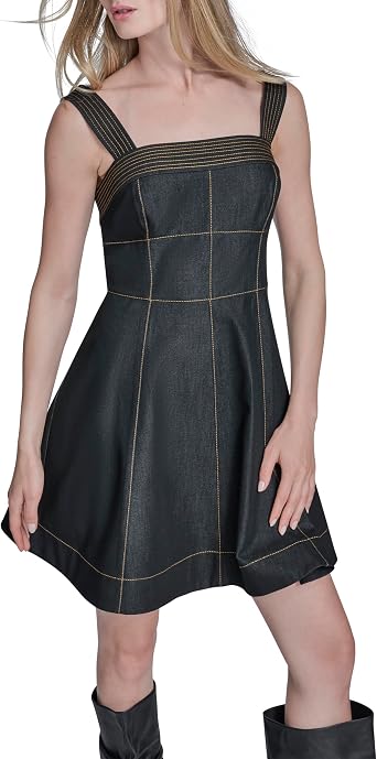 BCBG Women's Sleeveless Square Neck A-line Mini Day Dress