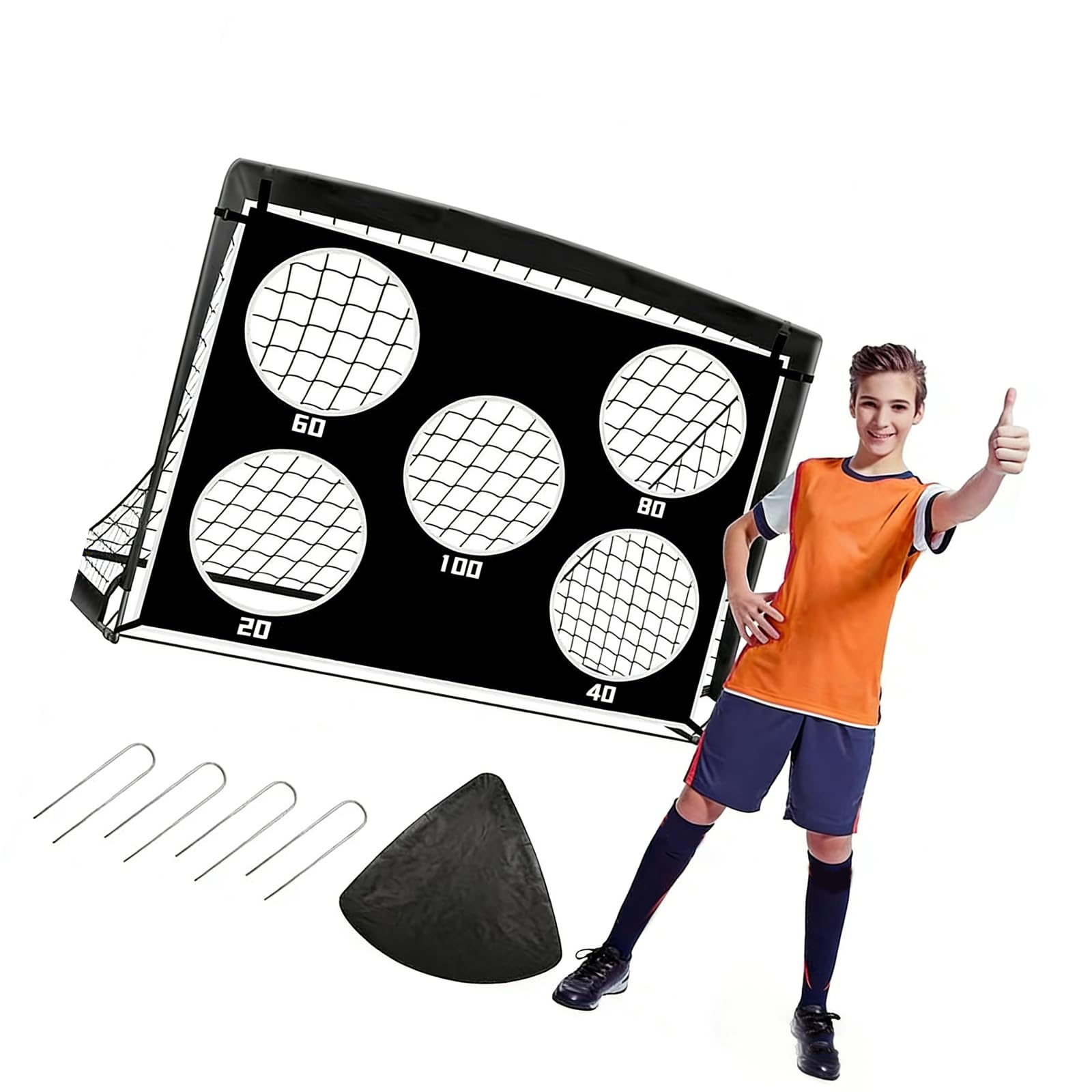 Porta da calcio pieghevole portatile con installazione rapida a 5 fori e materiali per campeggio e attività in giardino