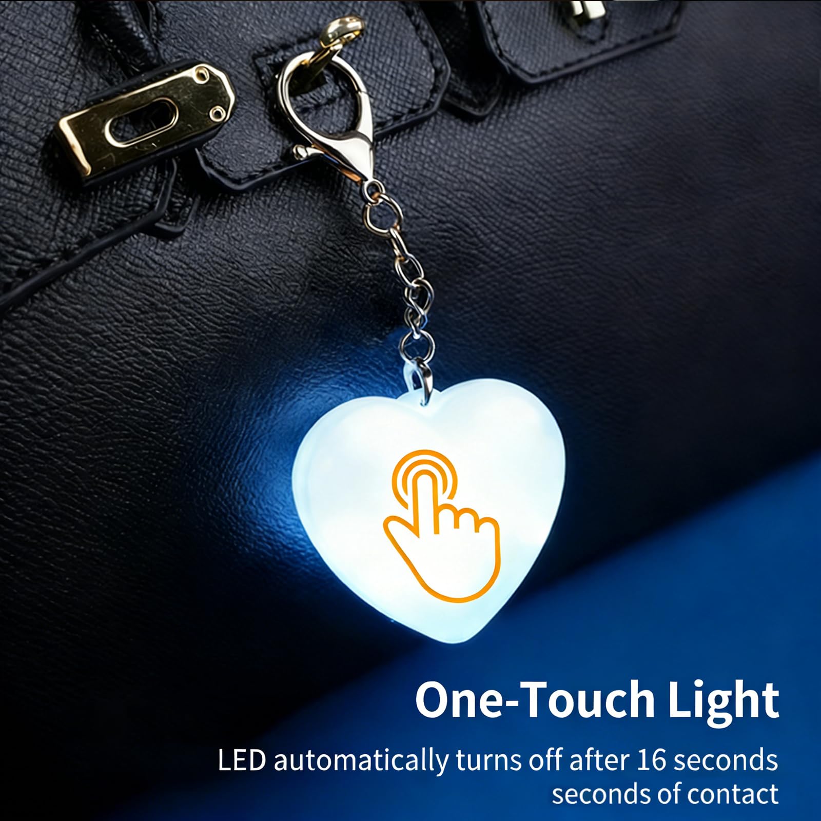 2Pcs Purse Light Handbag Light for Valentines Day Rechargeable Heart Purses Lights for Inside Purse Automatic Touch Sensor — view 3