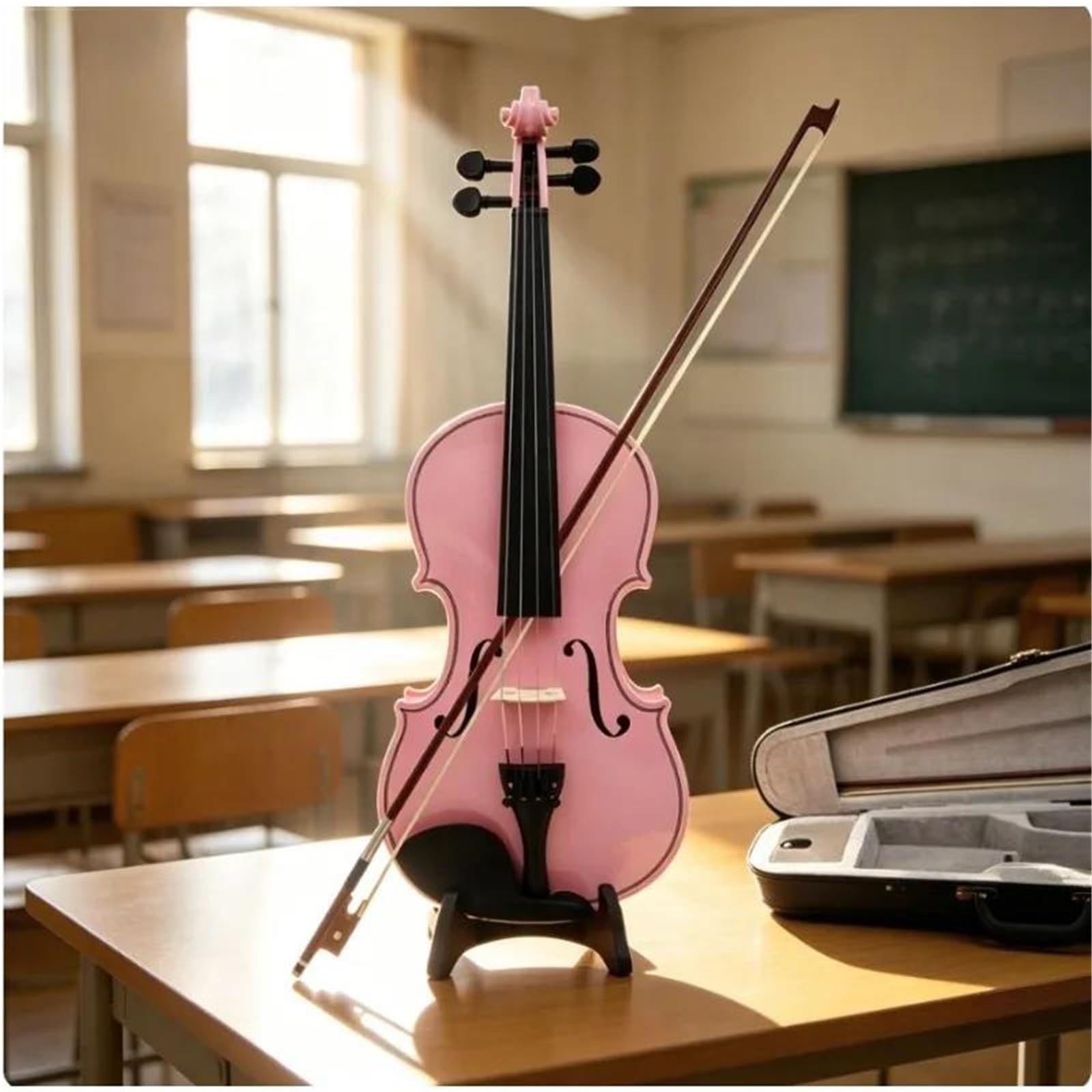 Violino Violino In Legno Misura 4/4 | Adatto ai principianti – Modello acustico rosa