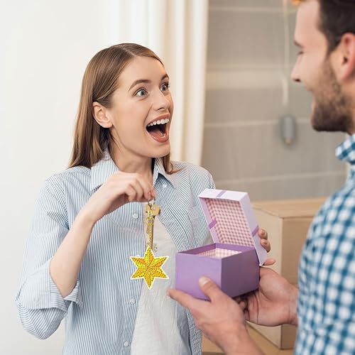 Miniatura 7 de Whaline Kit de llavero de dibujo de diamantes 5D de Navidad, hecho a mano, ángel de la natividad, colgante de dibujo de diamantes de imitación,