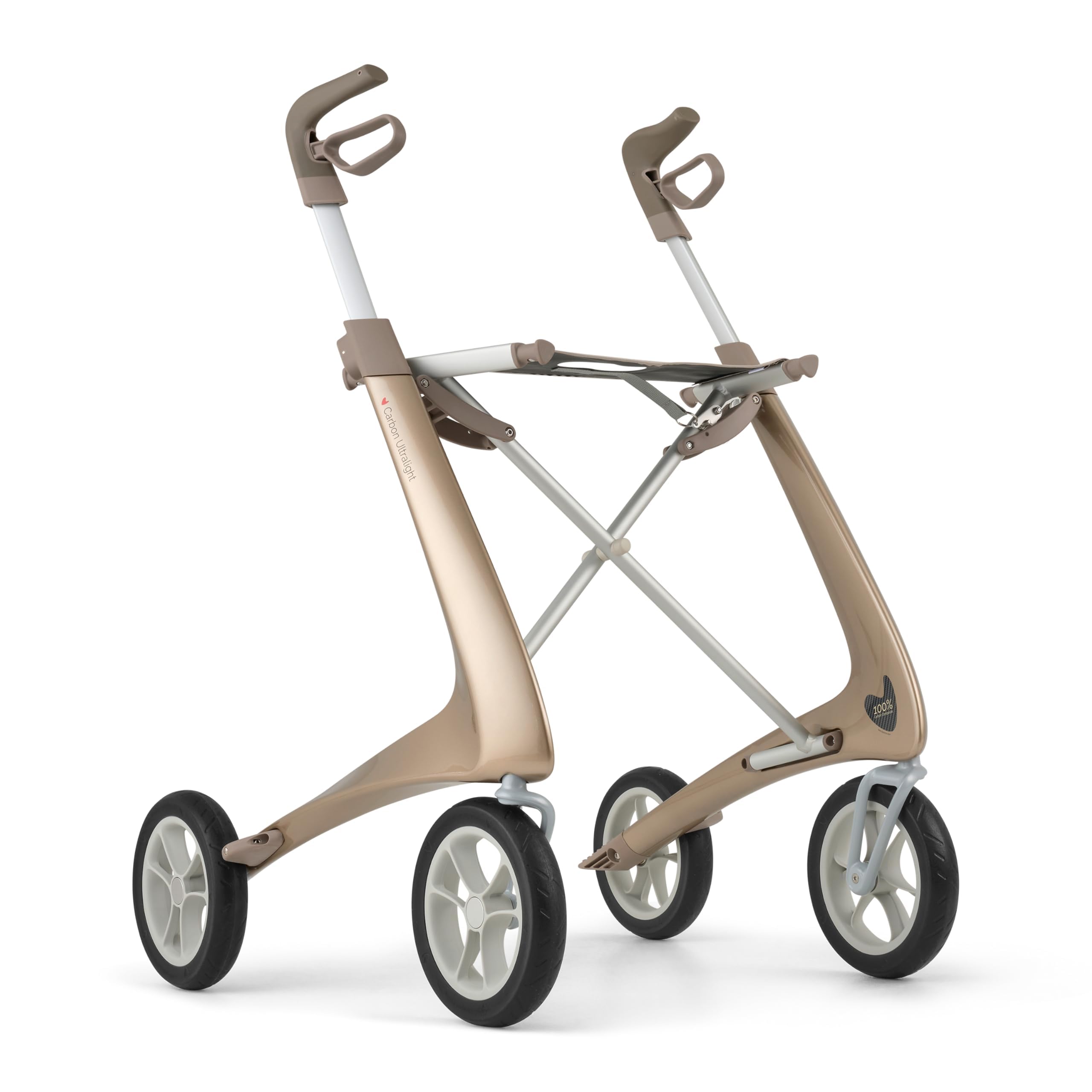 byACRE Andador Carbon Ultralight, 4,8 kg, Compacto, Oro Champán | El andador de carbono más ligero del mundo con asiento para mayores, ultraligero y plegable, interior y exterior