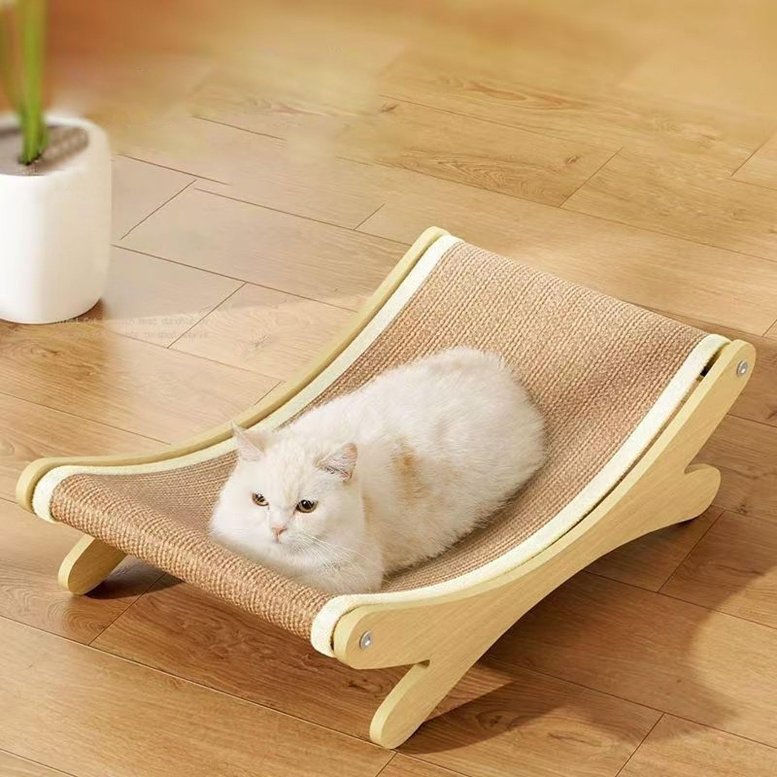 Cat Scratch Chair for Indoor Cats, Decorative Hammock Beach Chair Lounger for Small Pets, Multi-Functional Elevated Bed Cat Furniture for Home