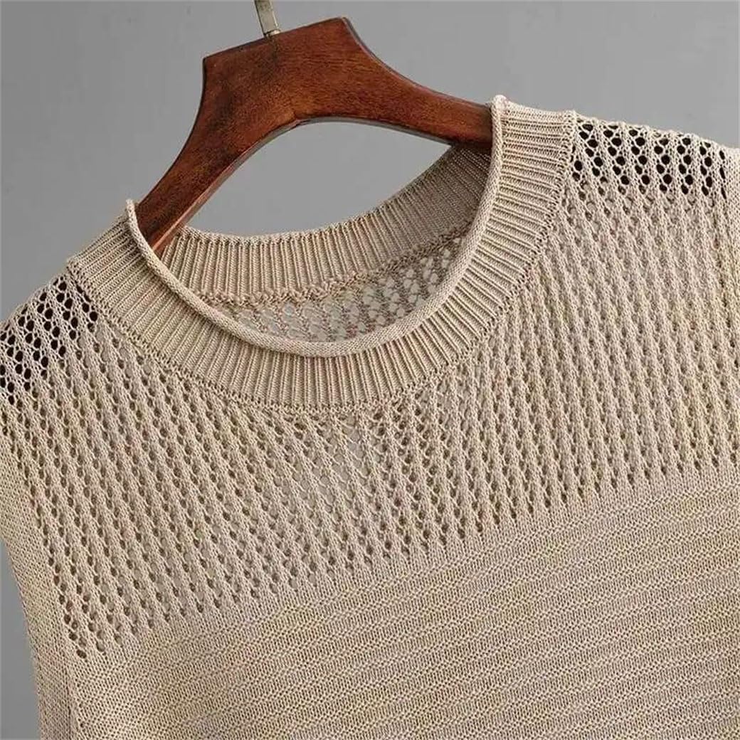 Women's Knit Two Piece Set Sleeveless Vest Crewneck Top and Long Skirt Solid Color Casual Outfit for Spring