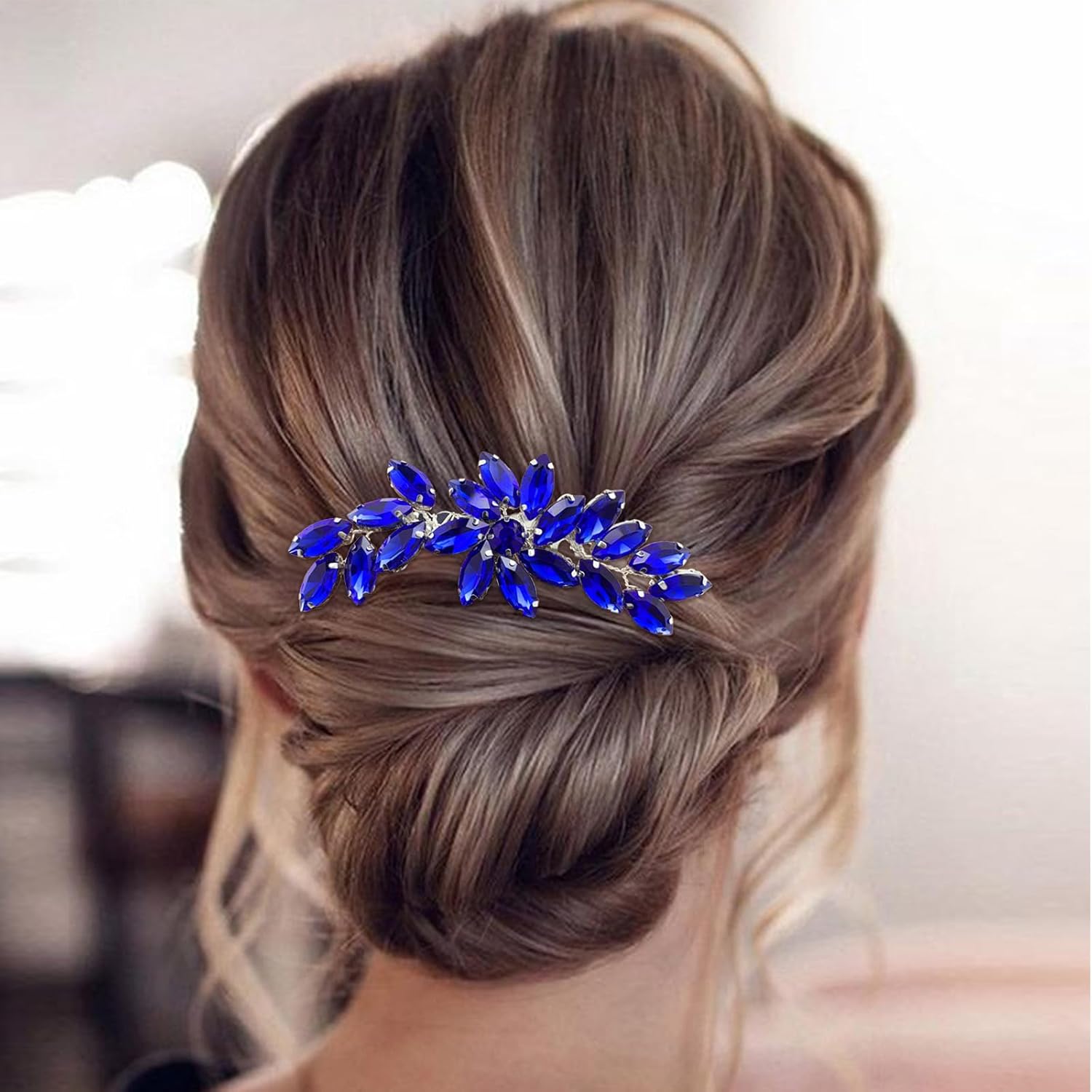 BETITETO Bridal Crystal Hair Piece Rhinestone Wedding Small Hair Comb Accessories for Women Girls (Blue) - Image 2