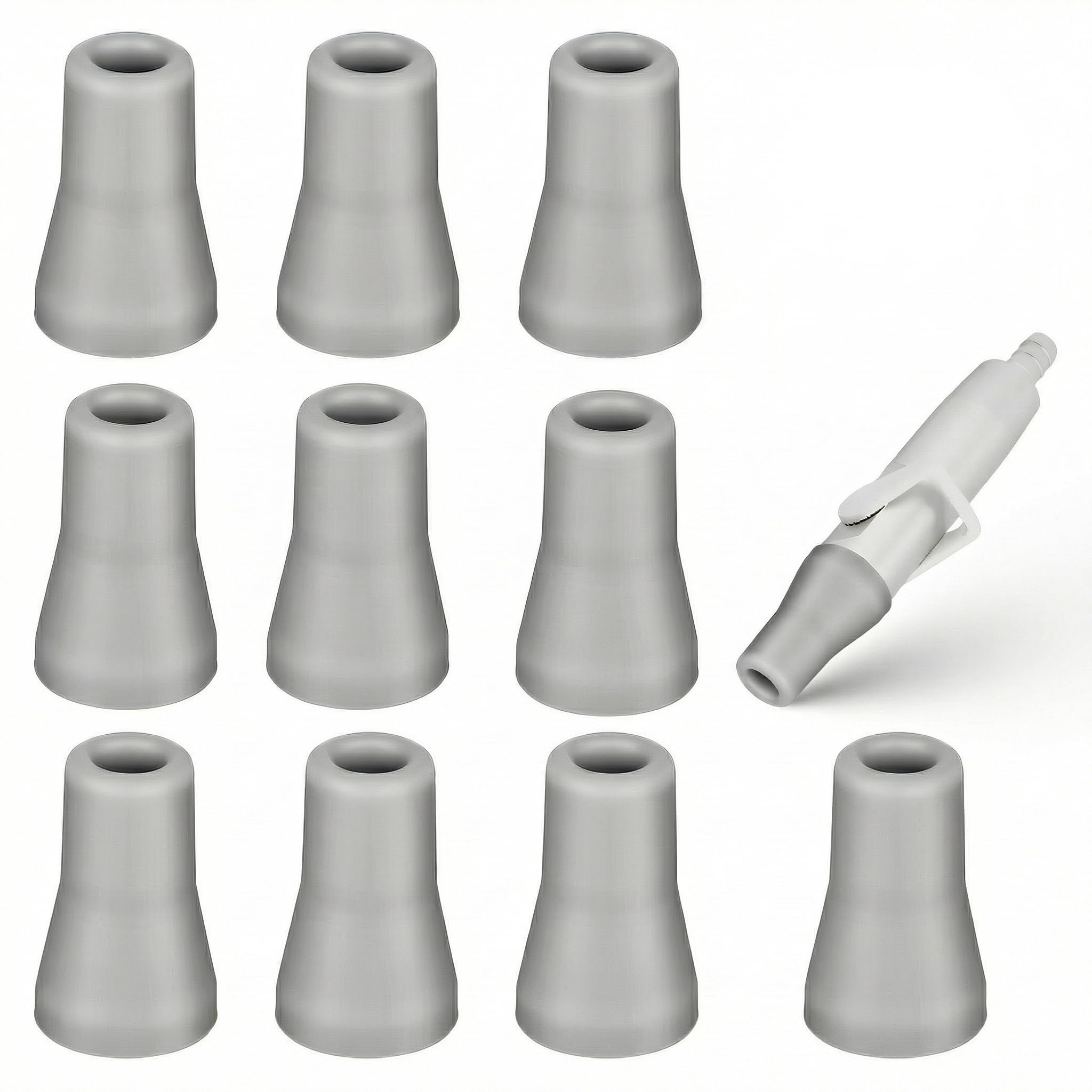 Healifty Dental Oral Saliva Ejector Replacement Rubber Valve Snap Tip Adapter for Dentist Surgical Suction Tips 10pcs (Grey)