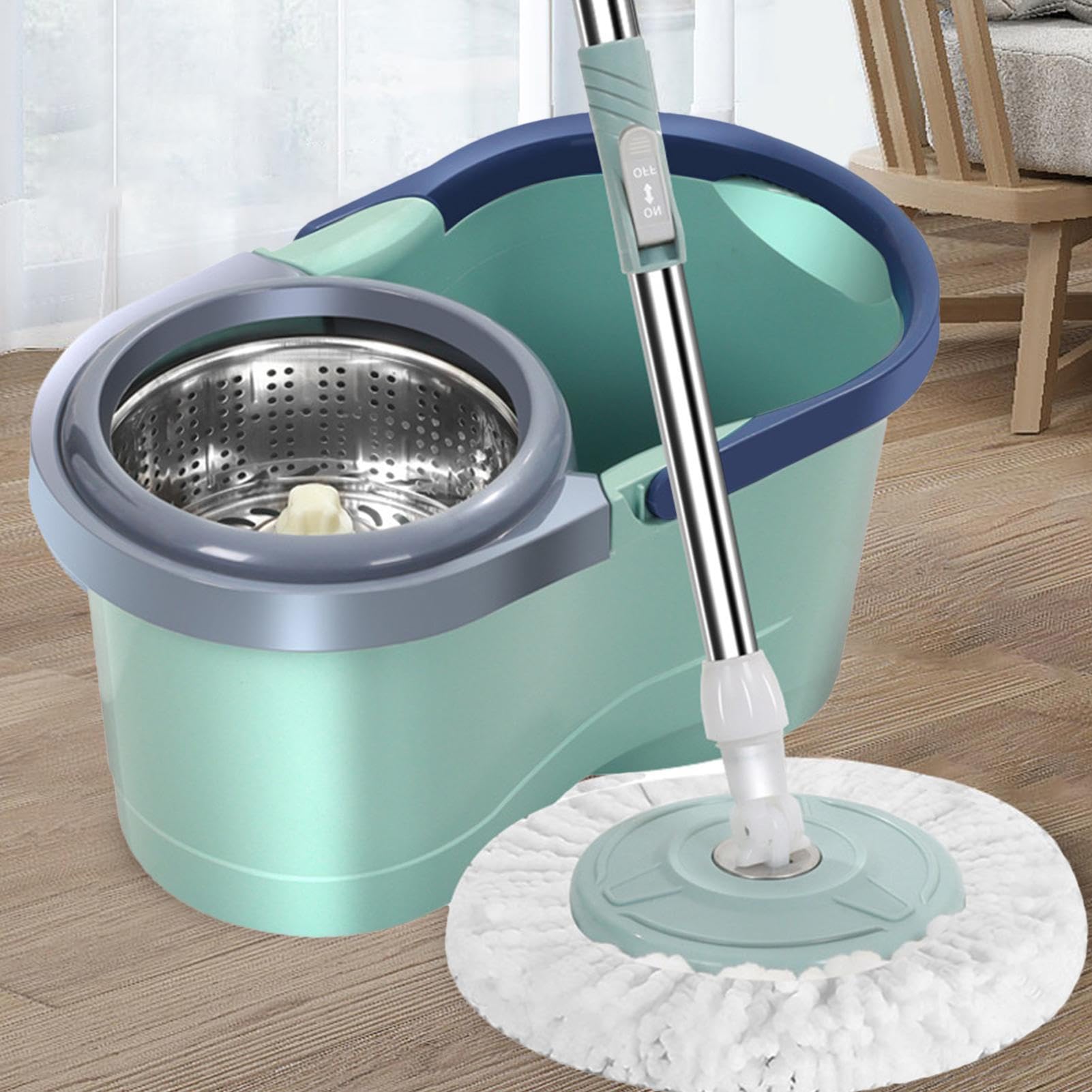 Swemy Banish con La Balan - Lavado de Piso Completo del Kit | Blow Mop Broom y Bucket de Arrugas | Mop de Limpieza de Pisos y Cubo Impermeable para Dormitorio, Cocina, balcón
