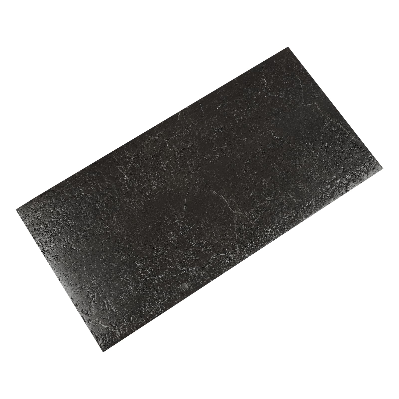Samoprzylepne płytki podłogowe z PCW, z rysunkiem słojów kamienia, odporne na promieniowanie UV, łatwopalne, 60 x 30 cm, 24 sztuki, grubość 1,3 mm, naklejki na płytki do kuchni, salonu (czarne)