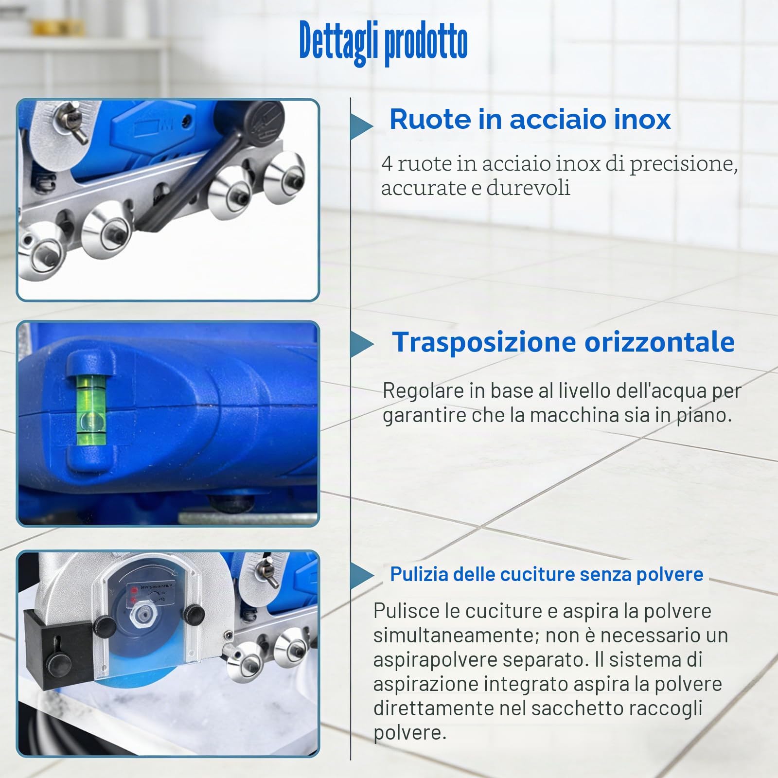 Pulitrice Elettrica per Fughe da 1200 W, Macchina Elettrica per la Pulizia delle Fughe delle Piastrelle, Rimuove la Malta o Pulisce Le Fughe, Le Giunture o Gli Angoli delle Piastrelle.