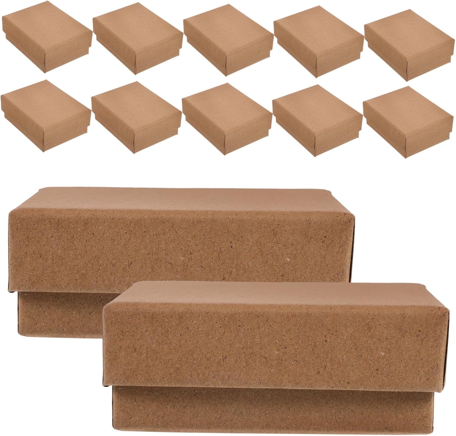 Healeved 12Pcs Kraft Jewelry Boxes for Necklace Earring Packaging Reusable Cases Dust Storage for Rings Bracelets Trinkets