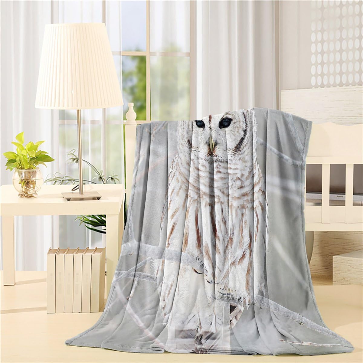 BMALL Bed Blanket 50"x80" Owl on The Tree Unique Air Conditioning Throw Blanket for Bedroom Living Rooms Sofa,Oversized Travel Throw Cover